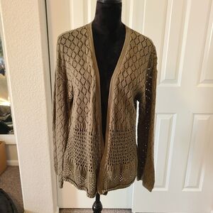 INC International Concepts Crochet Cardigan Women's XL Green 100% Cotton